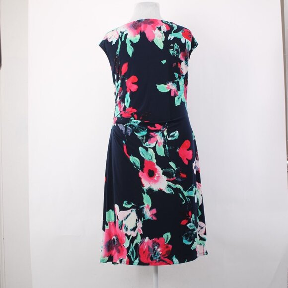 Lauren Ralph Lauren Dress NEW $164 Sz 20W Navy Multi Floral Spring Poly Dress - Picture 9 of 16